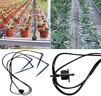 DIY Crafts Curved Arrow Irrigation System Kits One Turn Four Gardening Greenhouse Agriculture Watering Fittings Environmental Tool (Kit for 8 Pots, Multi Included Pipe + Faucet Connector + Accessory)