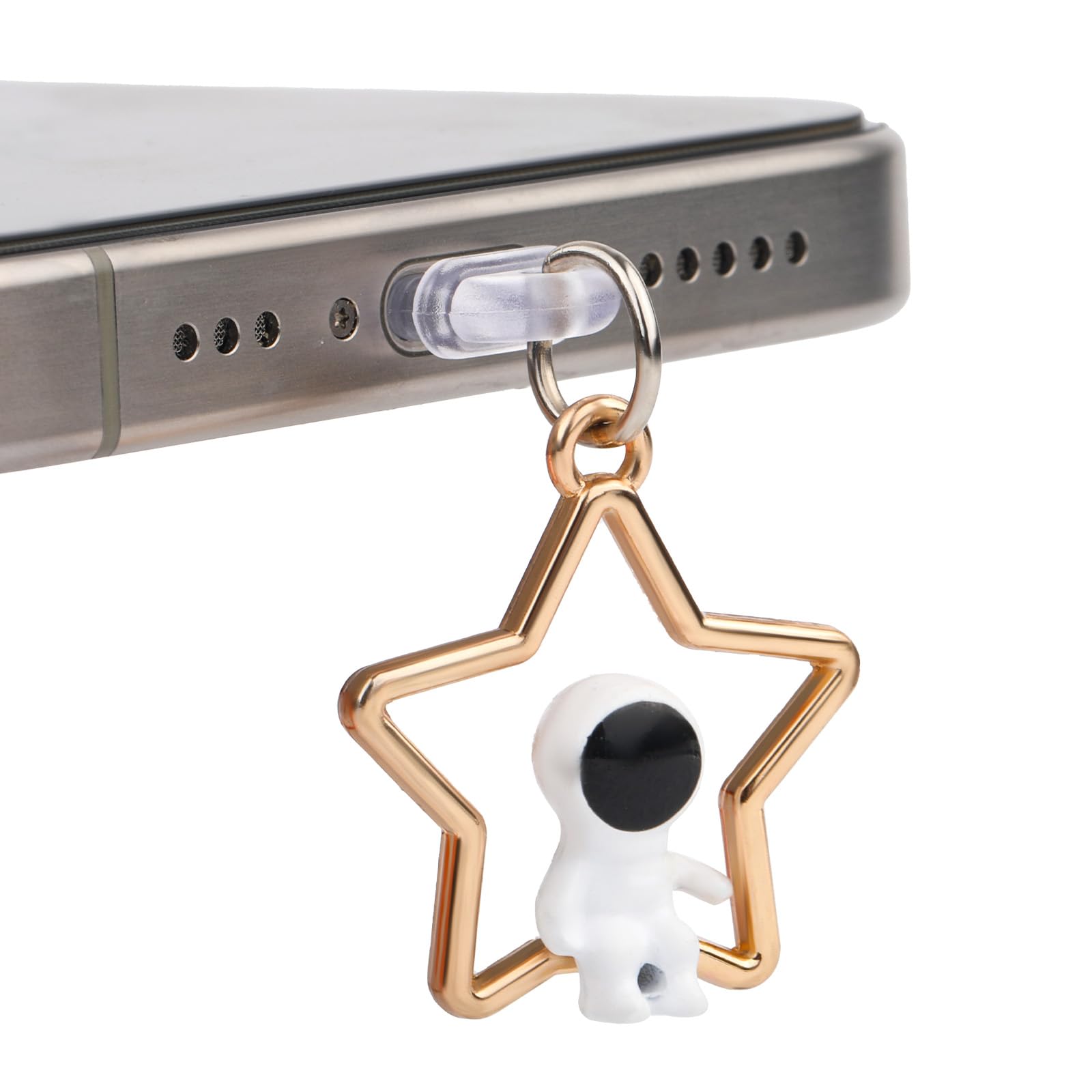 Gosknor Phone Dust Plug Charm, Cute Astronaut Star Pendant Cute Dust Plug Charm, Type C USB Charging Port & Earphone Jack Anti-Dust Plugs Cell Phone Charm Stopper Cap Stylish Phone Accessories