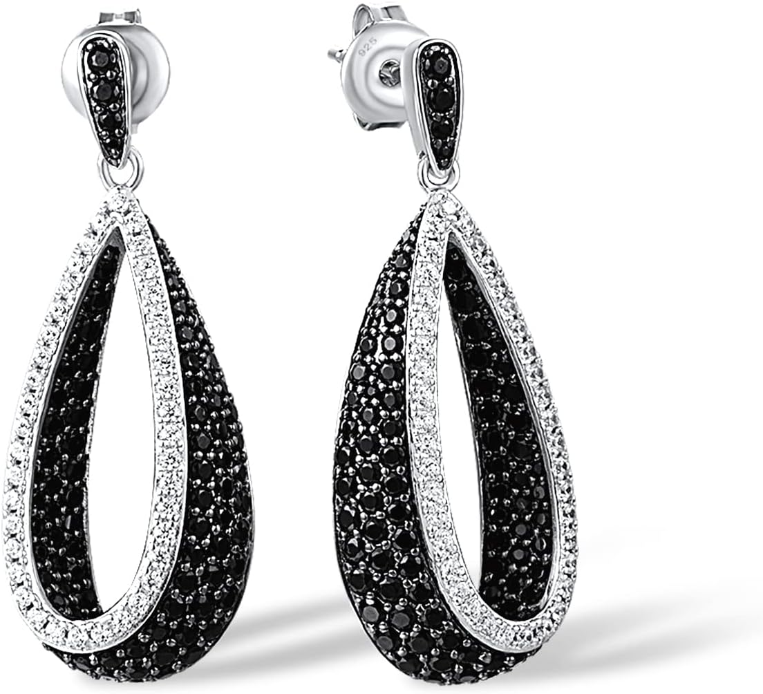 Santuzza 925 Sterling Silver Black and White Earrings