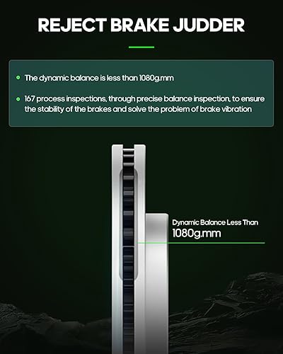 Miniatura 5 de SCITOO Rotores de freno delanteros de 11.89 pulgadas (11.890 in) + pastillas de cerámica para Chrysler Town & Country, Dodge Grand Caravan, Dodge