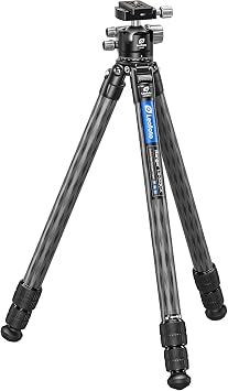 Leofoto Professional Camera Tripod, 63.4" Compact Carbon Fiber Tripod for DSLR Video Camcorder, 3 Leg Sections, 360 Ball Head, Max Load 20KG/44Lb LS-323CX+LH-40