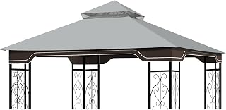 10x12 Gazebo Canopy Replacement for Regency II L-GZ798PST, Gray | Double Tier Roof Fabric, Water Resistant, UV Protective, Air Vent, for Patio, Garden, Backyard and Deck