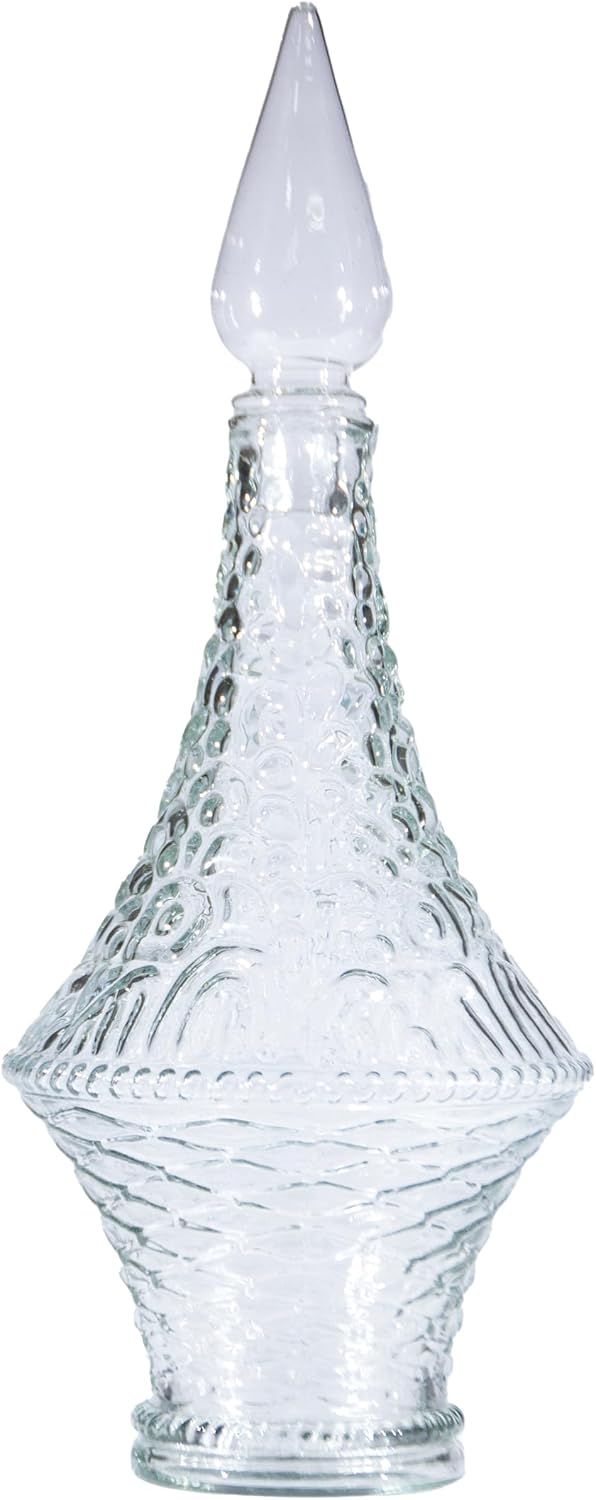 Creative Co-Op 2-Quart Embossed Glass Decanter with Glass Stopper, Clear
