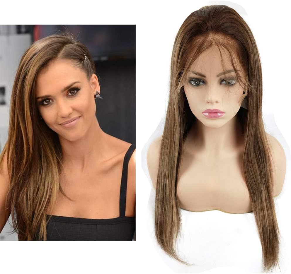 Mila Hair Ombre Blonde Highlight Human Hair 100% Remy Glueless Lace Front Wig Preplucked Natural Hairline Straight with Baby Hair 20inch/50cm