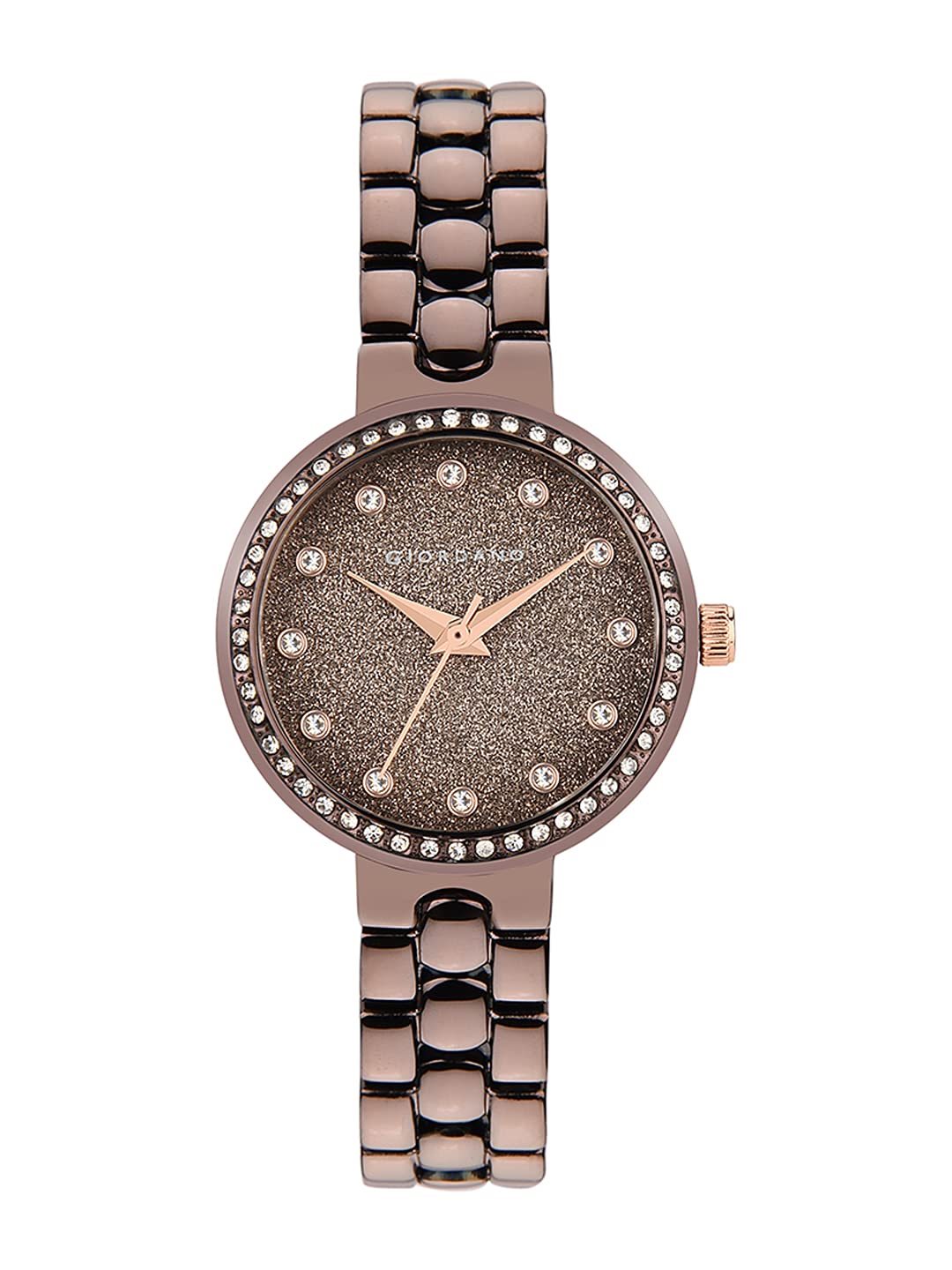 Giordano Shimmer Collection Analog Watch for Women with Diamond Studded Case, Shimmer Dial and Stylish Stainless Steel Strap