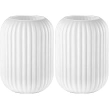 2 Pack Milk White Ribbed Glass Lamp Shade, Mid Century Modern Replacement Glass Shade for Wall Sconces, Pendant Lights, Table Lamps,& Floor Lamps, Fits E26 Fixtures, 5.51" x 7.87"