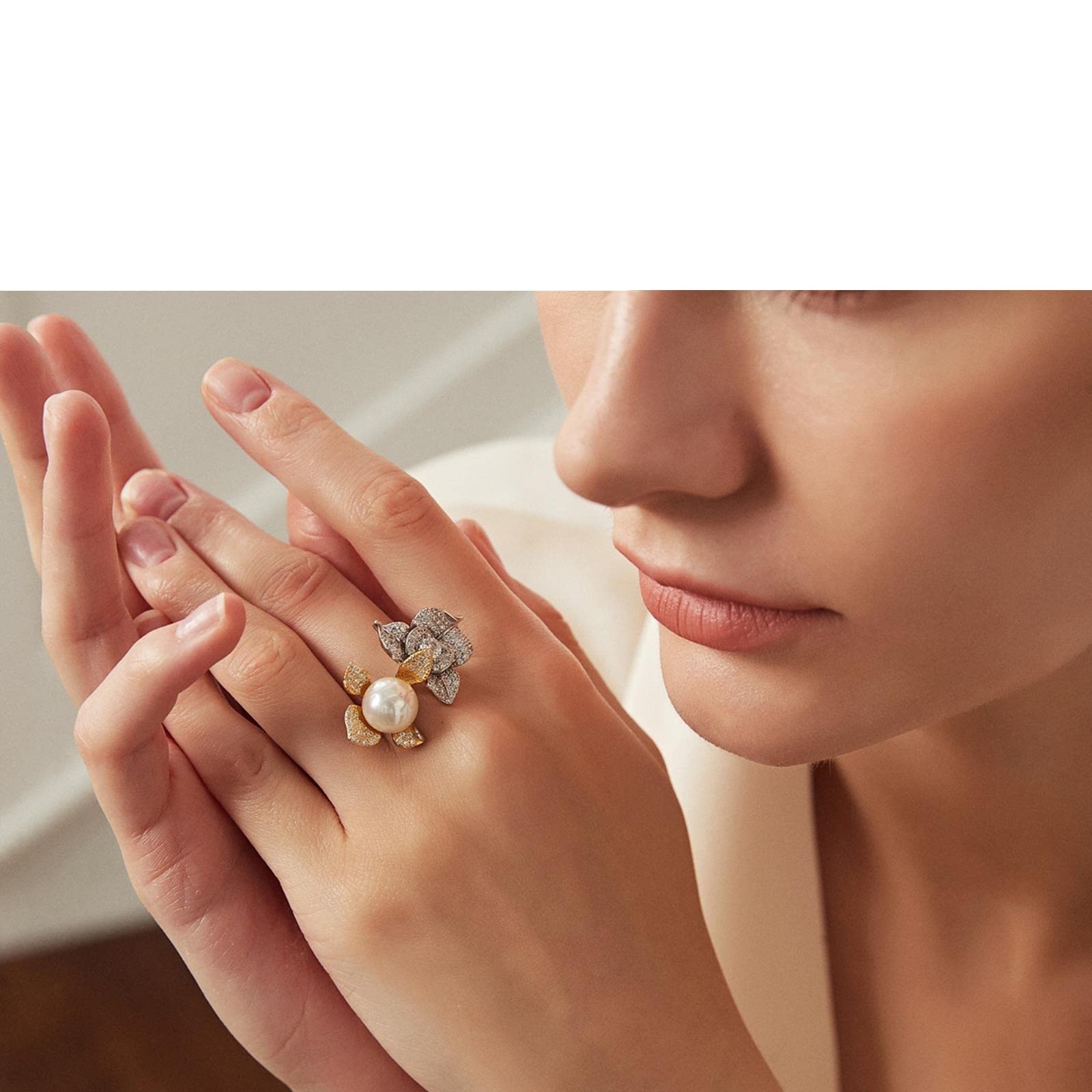 Nuevos Anillos Abiertos De Plata De Ley 925 con Circonita Cúbica Grande para Mujer, Joyería Fina, Perlas Naturales De Agua Dulce, Regalo De Fiesta A La Moda