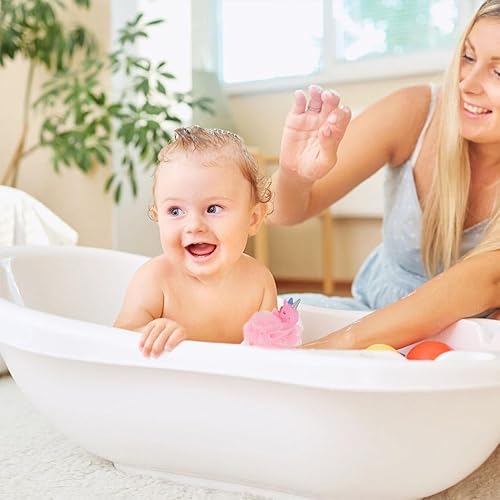 Miniatura 5 de 2 bolas de baño de unicornio para niños, exfoliante corporal, esponja de ducha suave de polietileno, rosa y azul, 5.51 x 4.33 x 3.54 pulgadas,