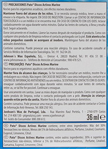 Pato Discos Activos Marine - Pack de 5 Aplicadores para WC con 5 Recambios (30 Discos) - Limpia y Perfuma el Inodoro