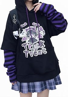 Womens Girls Japanese Style Hoodie Cute Pattern Print Sweatshirt Fashion Kawaii Anime Pullover