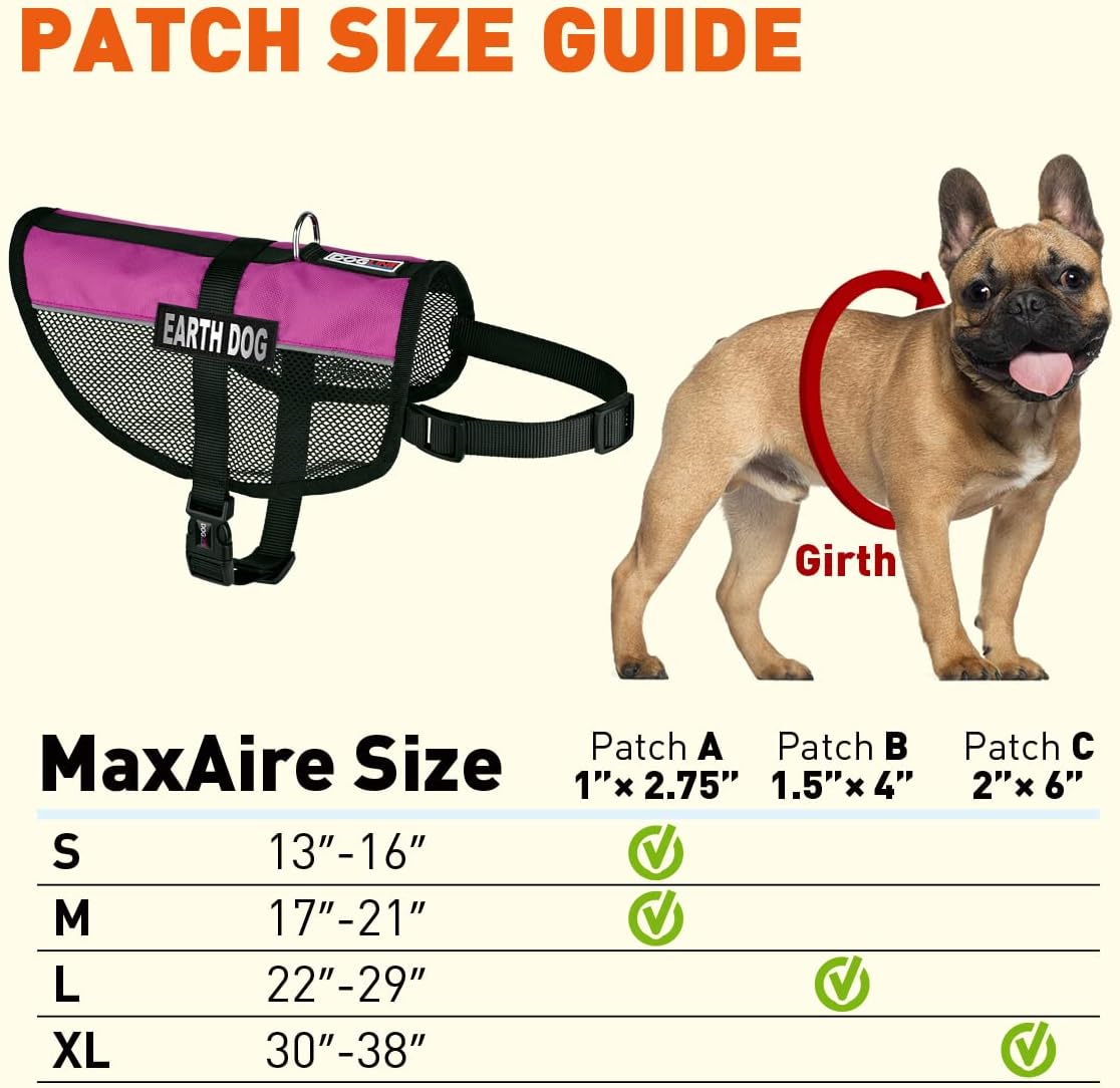 Dogline Maxaire Multi-Purpose Mesh Vest for Dogs and 2 Removable Earth Dog Patches, 30 to 38", Pink