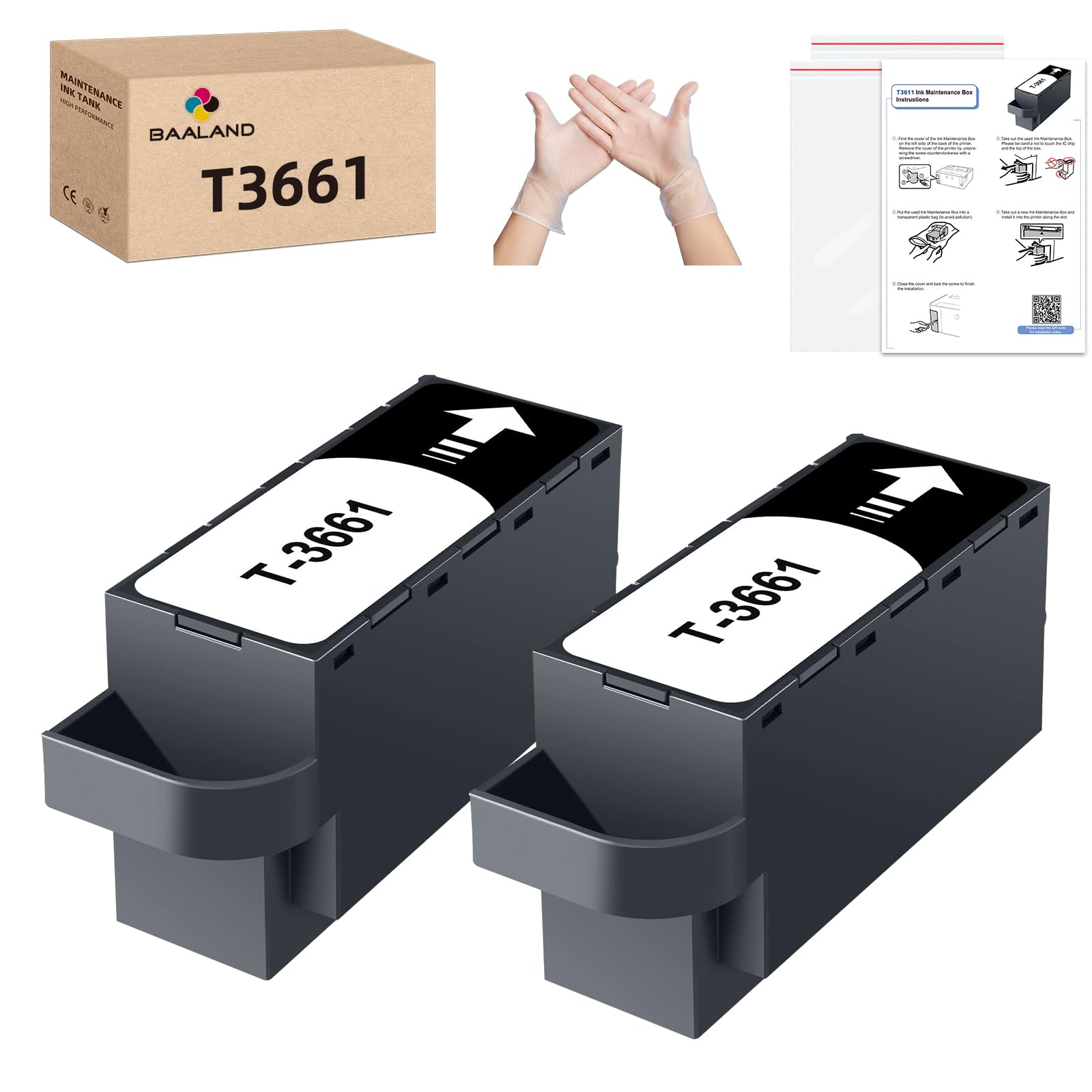 BAALAND T3661 Maintenance Box for Epso XP-6100 XP-15000 XP-970 XP-6000 XP-8500 XP-8600 XP-8700 Expression Premium Photo Printer, C13T366100 /T366100/