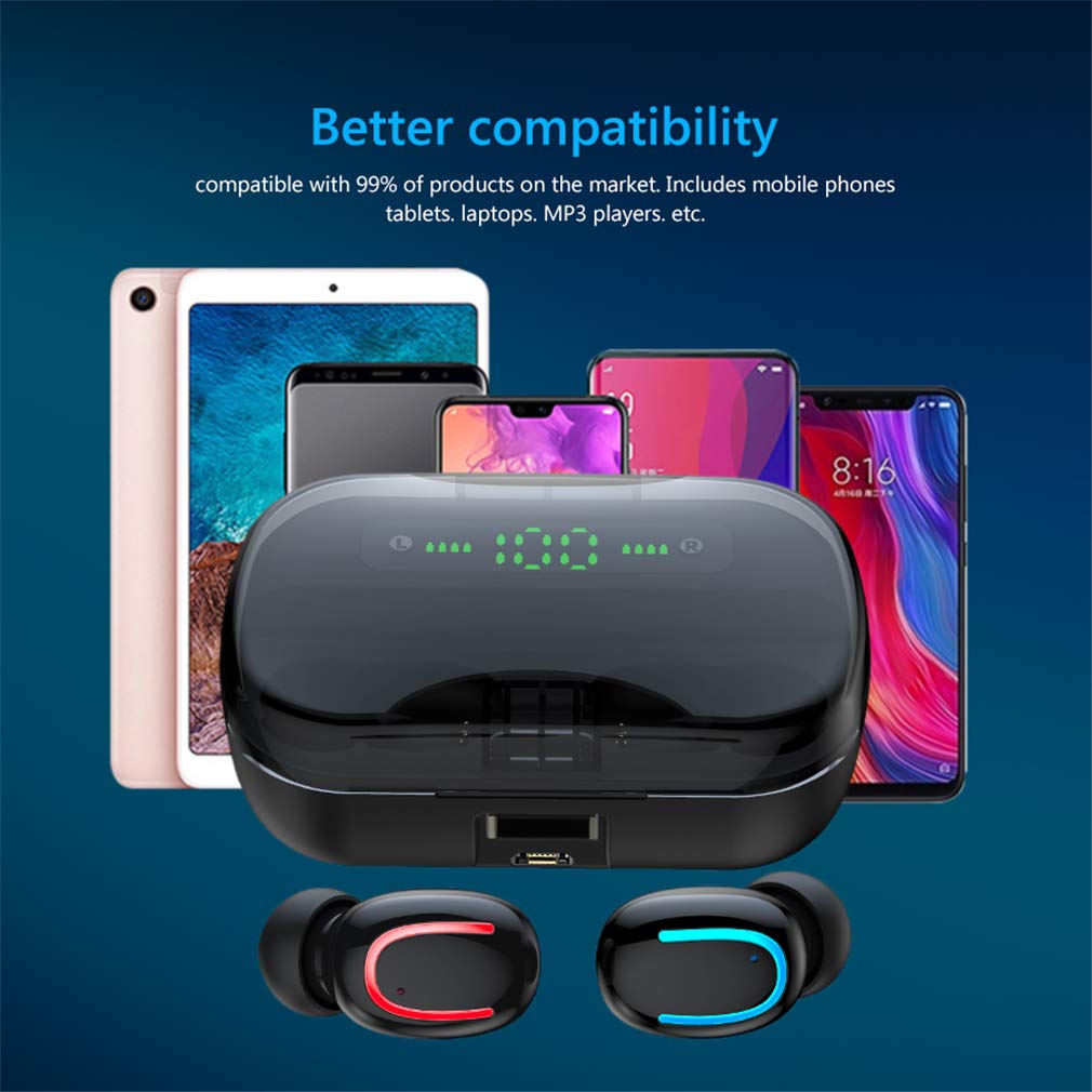 Casque Conduction Osseuse, sans Fil Écouteurs Stéréo Bluetooth Mini 8D Écouteurs 5.0 avec Double Micro Sport Étanche, pour La Course, Sport, Fitness,Noir