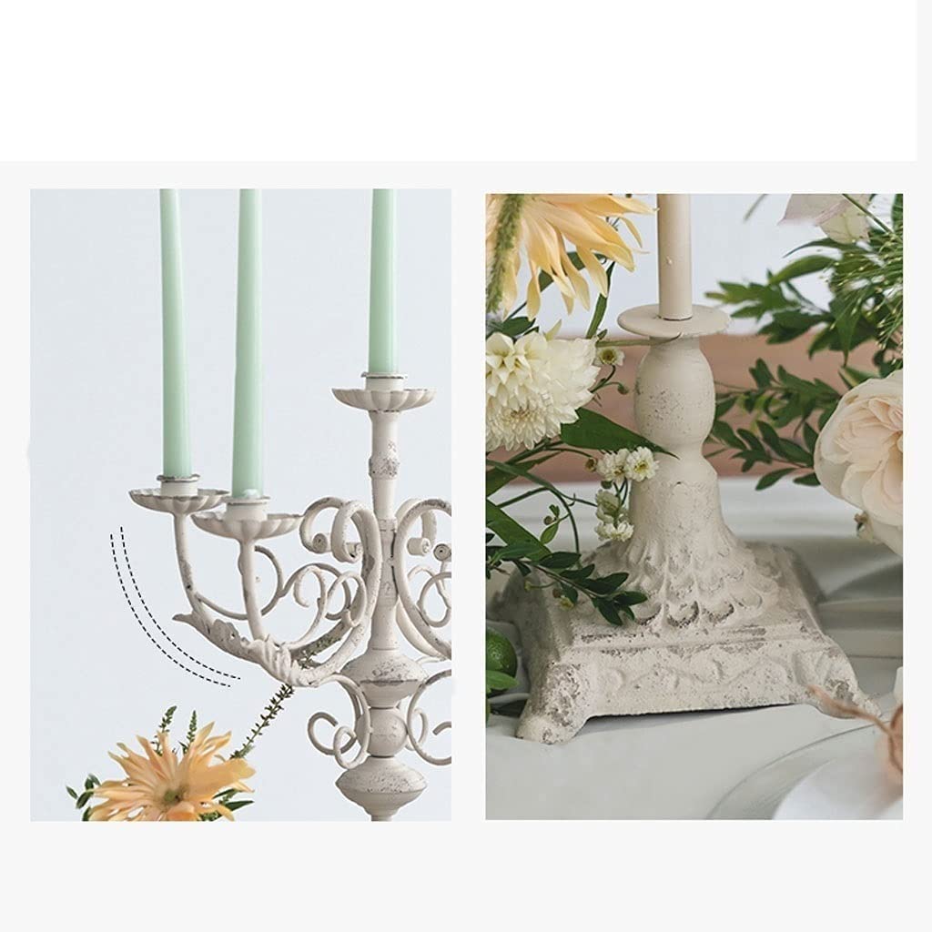 Candelabro de Hierro Forjado con Cinco Brazos, Ideal para Bodas, restaurantes y mesas de Comedor clásicas.