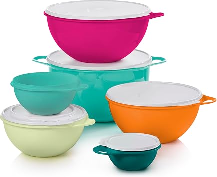 Tupperware Thatsa Bowl Collection 6 Bowl Food Storage Container Set in Fauna, Dishwasher Safe and BPA Free 6 Bowls, 6 lids