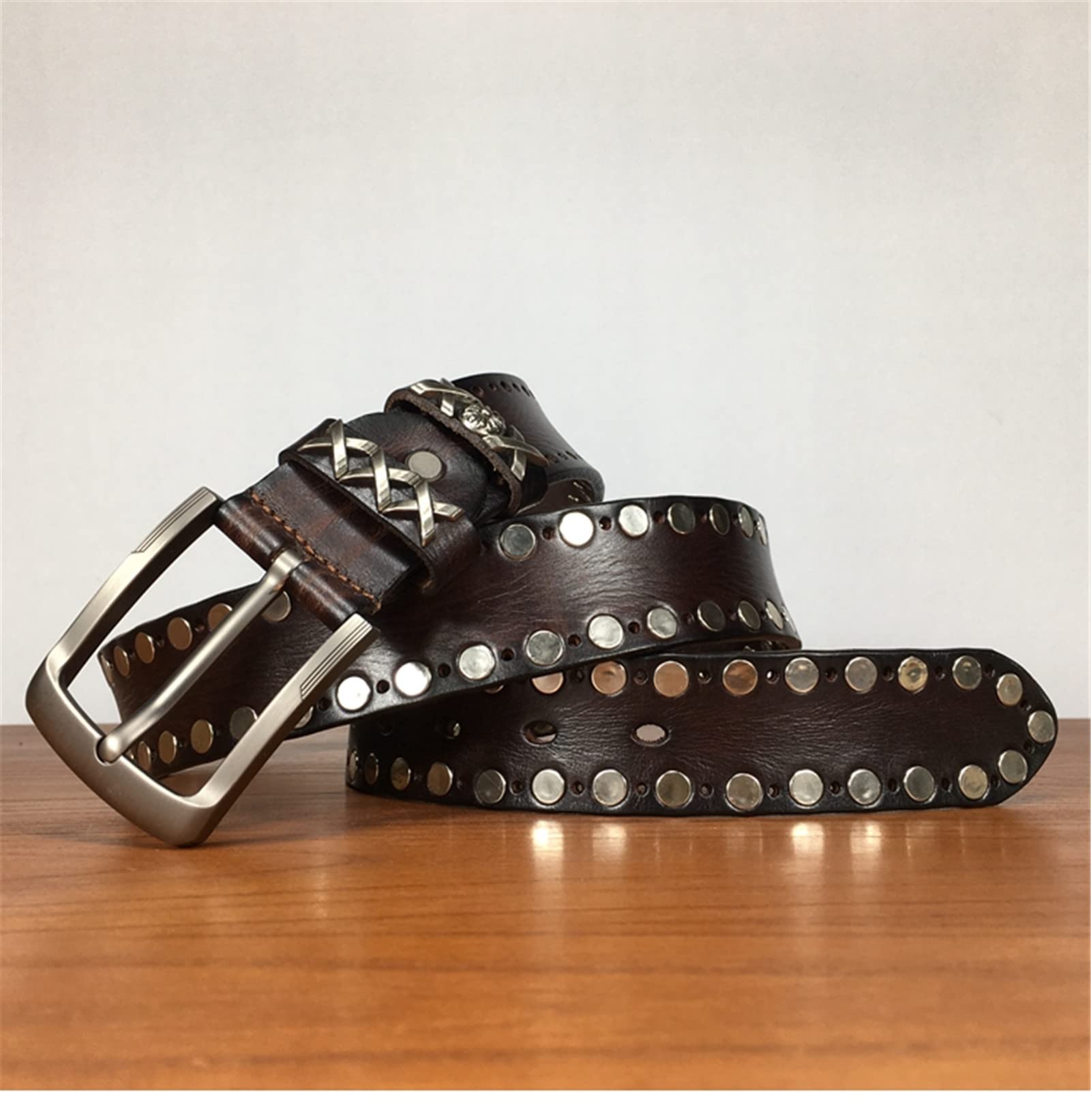 Amazon.com: Stylish Mens Studded Casual Cowhide Leather Belts for
