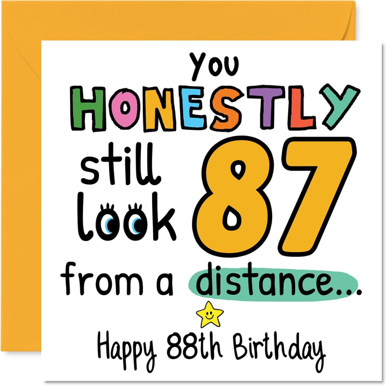88th Birthday Cards for Women Men - From a Distance - Happy Birthday Card for 88 Year Old Woman Man Nanny Nan Auntie Grandad, 145mm Bday Greeting Cards
