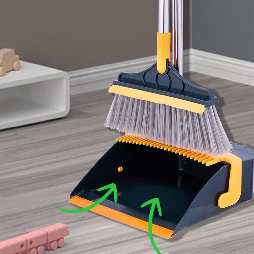 Moderno Escoba Plegable y recogedor con Mango Largo de Acero Inoxidable, Juego Combinado de recogedor Vertical Conveniente