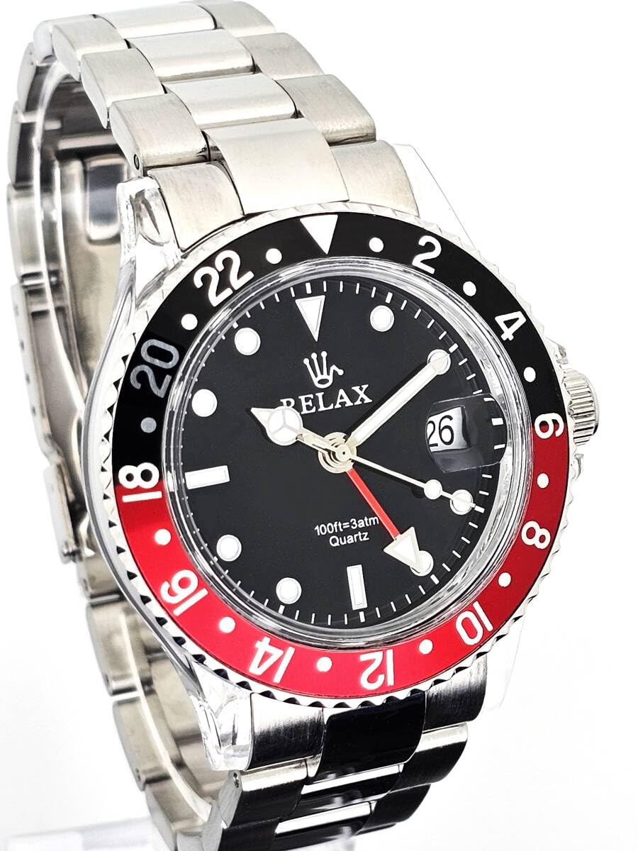 Amazon.co.jp: RELAX リラックス 王冠ロゴ GMT12-S カスタム腕時計 GMT