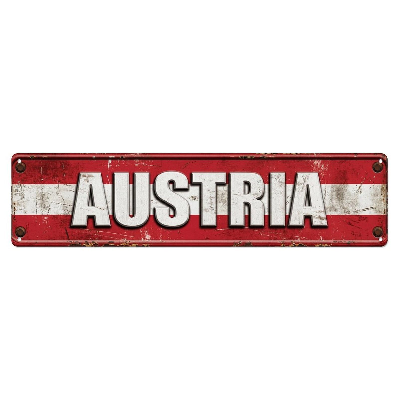 Vintage Austria Flag Pattern Metal Tin Sign