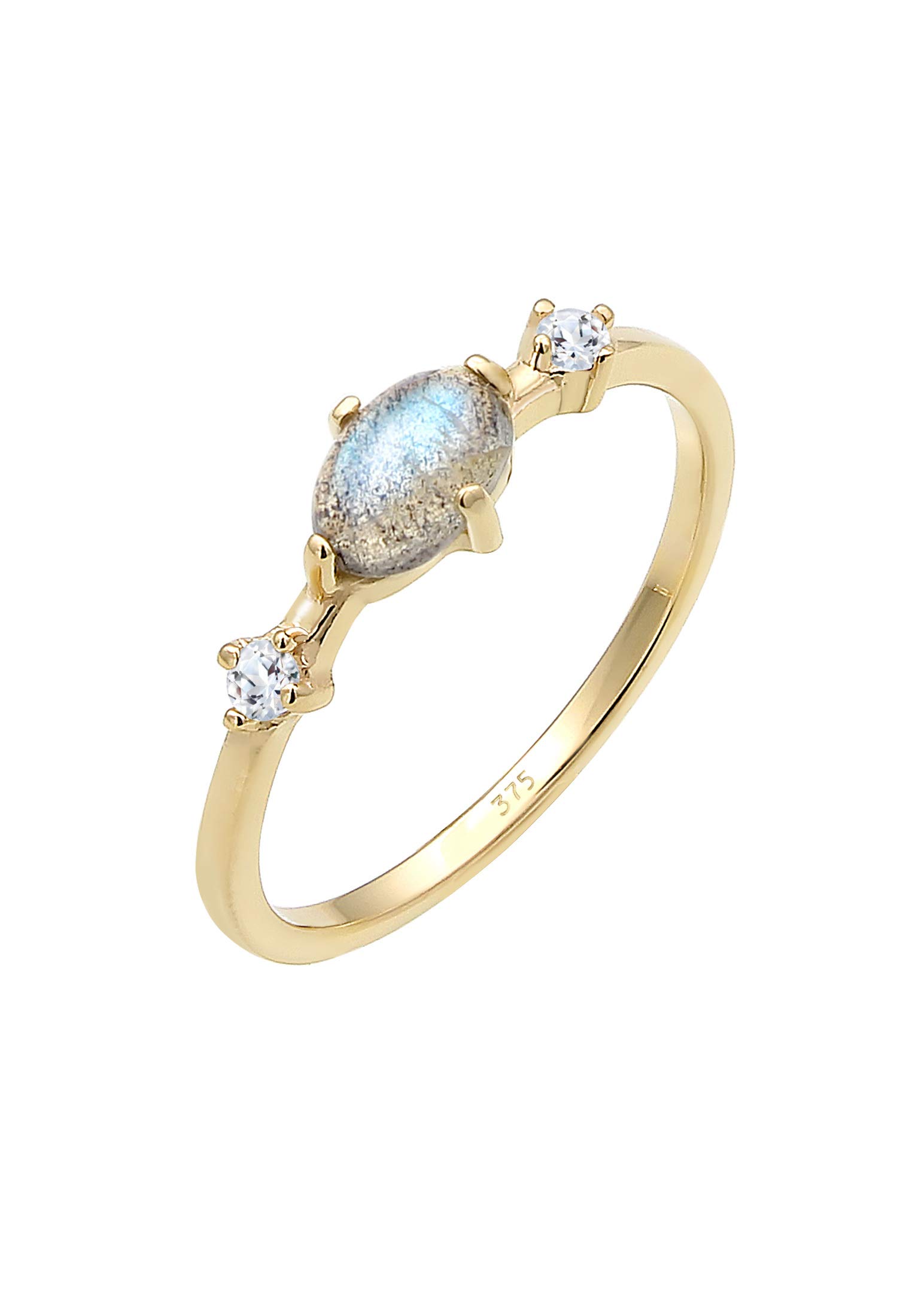 Elli Ring Damen Bandring Labradorit Topas Edelstein 375er Gelbgold