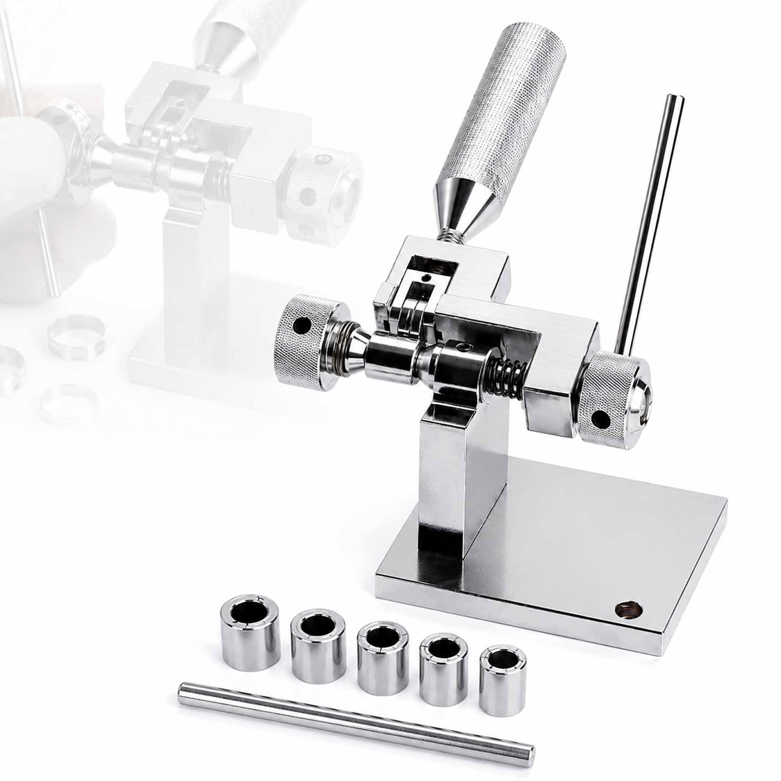 Expansor De Banda Manual con Orificios De Montaje, Reductor De Tamaño De Banda con 6 Adaptadores, Troqueles Intercambiables, Mango Antideslizante para Reparación De Joyas Y Anillos