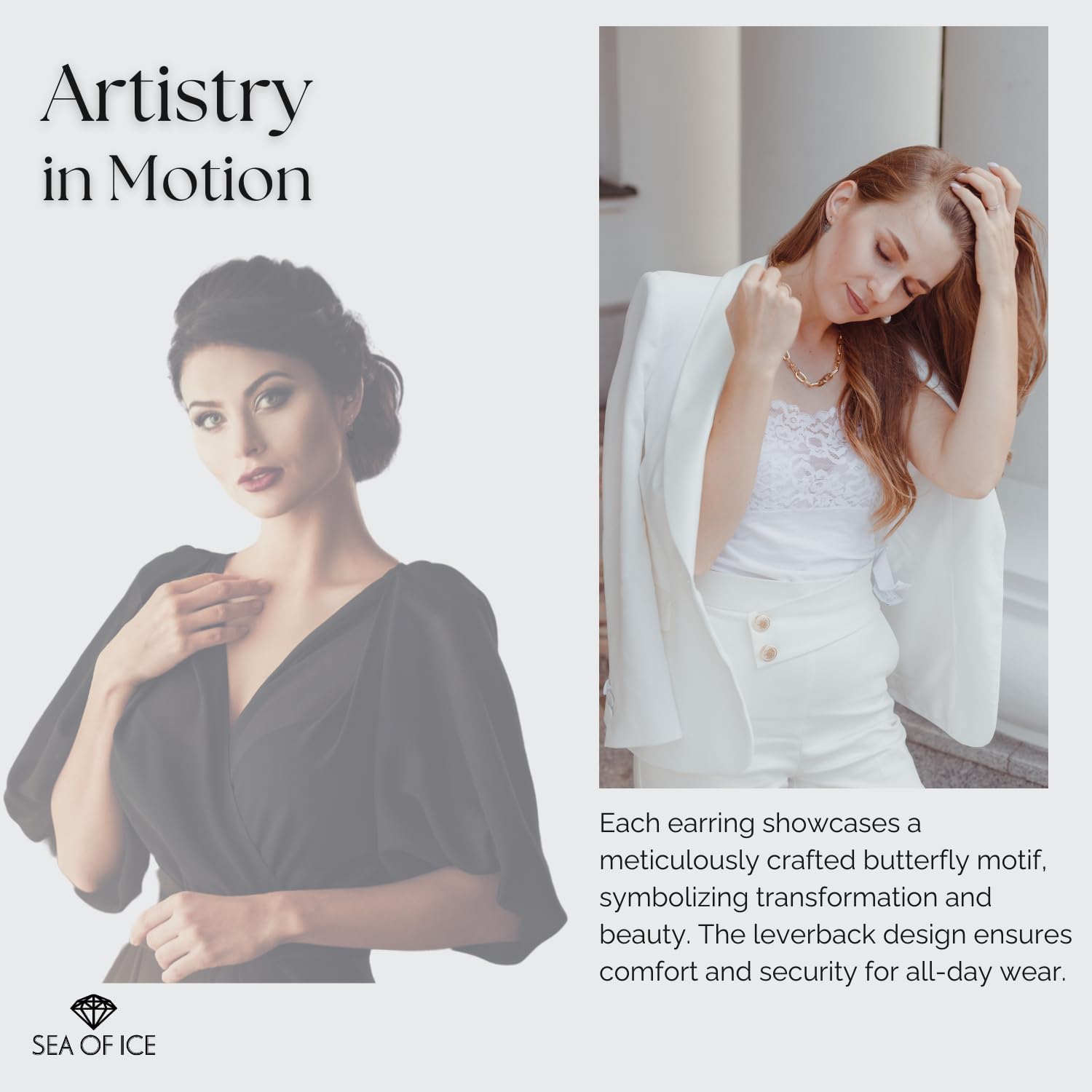 Sterling Silver Butterfly Earrings - Filigree Dainty Drop Dangle Leverback – Dangle Earing for Women - Sterling Silver Earrings for Women - Image 3