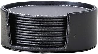 LiLan Set di 6 sottobicchieri in pelle (Nero)