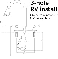 Vista 9 de Llave para fregadero de cocina Dura Faucet, llave de reemplazo no metálica con doble palanca para casas rodantes, caravana quinta rueda