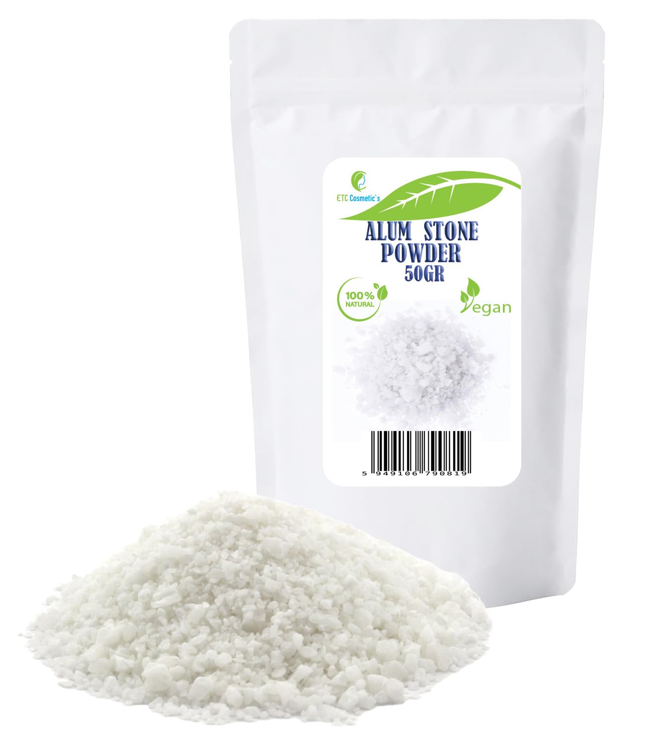 Alum Powder (Potassium Alum) – 50 gr - 100% Natural | Ideal for formulating deodorants, Body Care and Aftershave Products.