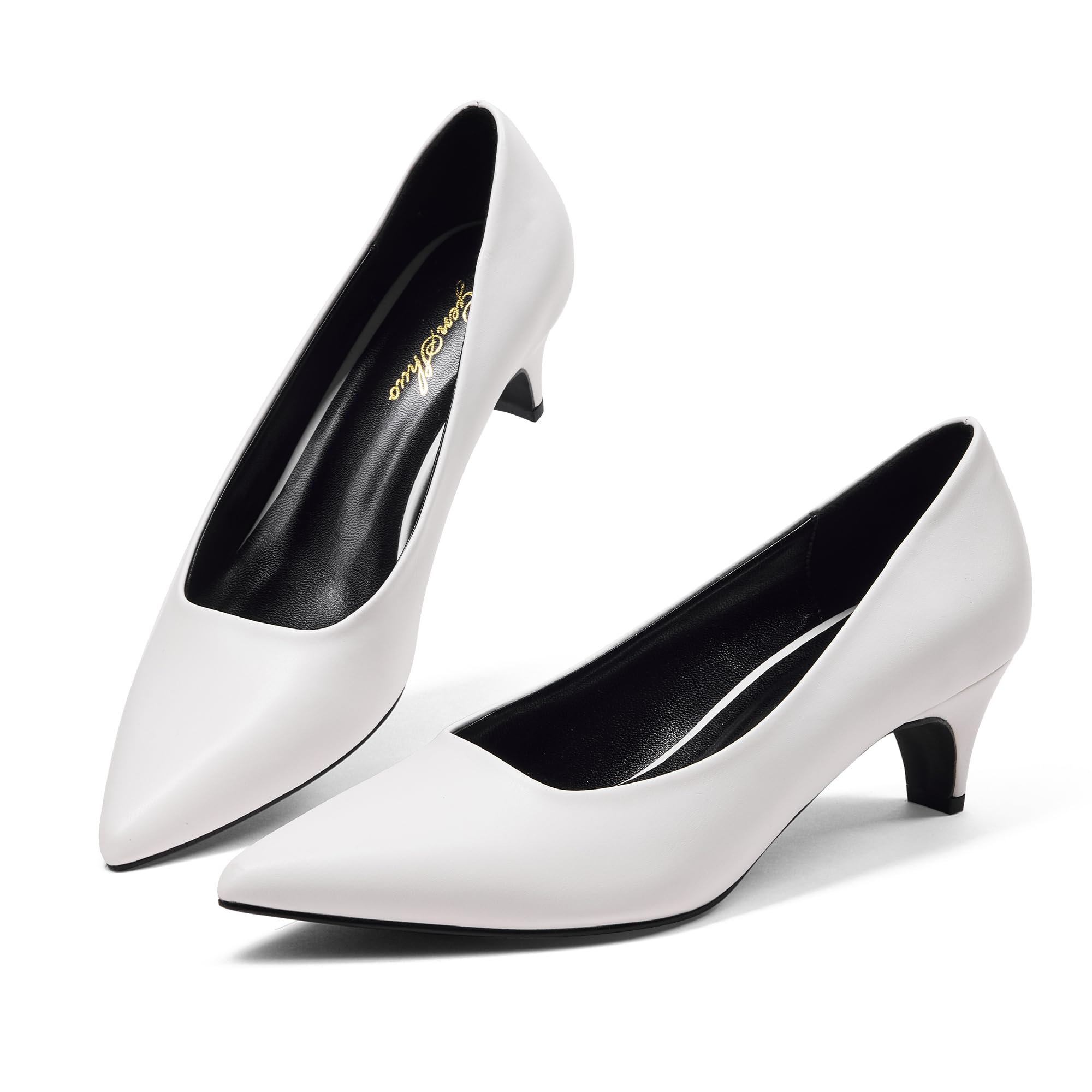 GENSHUO Damskie czółenka Kitten Heel 5 cm Spiczaste Palce, wsuwane, wygodne, do biura, pracy, na wesele, na co dzień, eleganckie buty na niskim obcasie