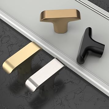 Amerdeco 10 Pack Brushed Brass Cabinet Knobs 2 Inch(50MM) Kitchen Cabinet Pulls Drawer Knob, Knob for Dresser Drawers, Knobs and Pulls for Bathroom Cabinets