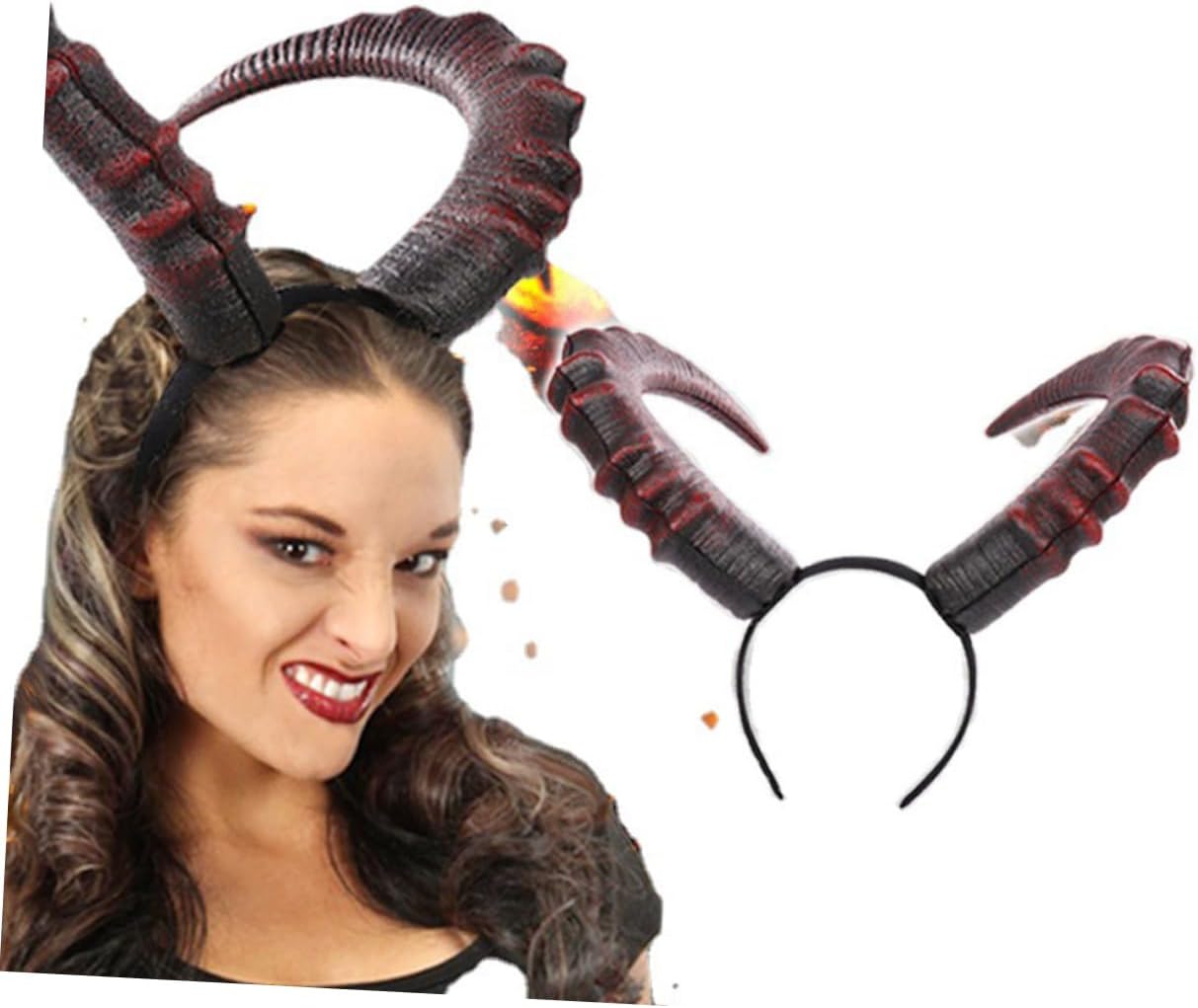 VANZACK Devil Horn Headband Gothic Demon Horns Headdress Halloween Costume Accessory for Adults Unisex Party Cosplay Prop
