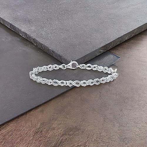 Dazzlingrock Collection Ladies Swirl Infinity Bracelet with Round White Diamond Accents, 925 Sterling Silver4