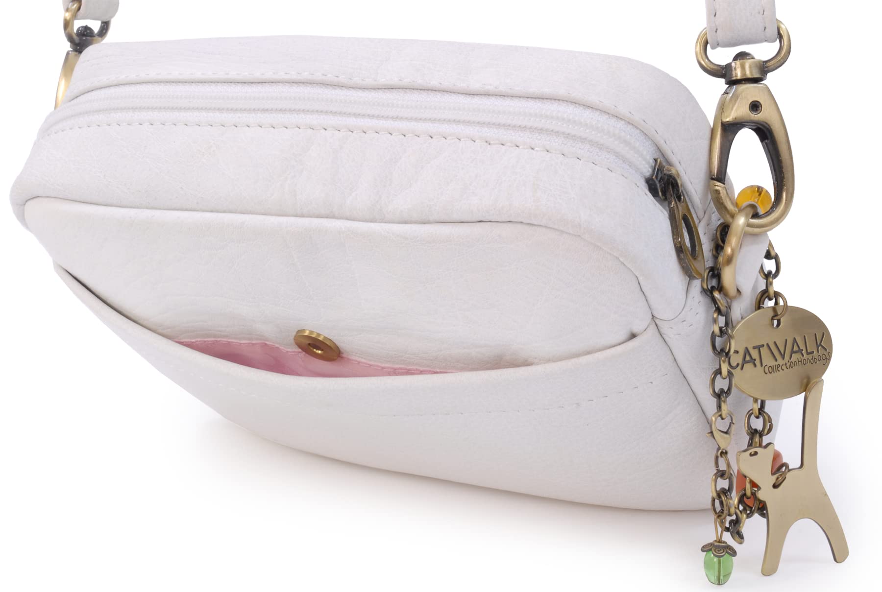 Catwalk Collection Handbags - Bolso Bandolera Pequeño de Piel Auténtica - Bolso de Mano Mujer - Bolsito Cruzado con Correa Desmontable - Polly