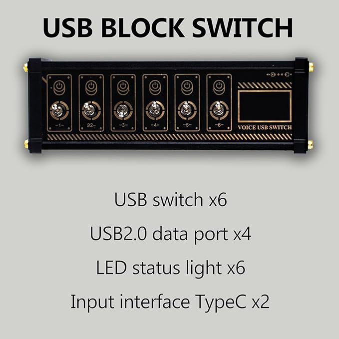 Hub USB 6 Puertos con Botones de Control Independiente, Estación de Acoplamiento miniatura 6