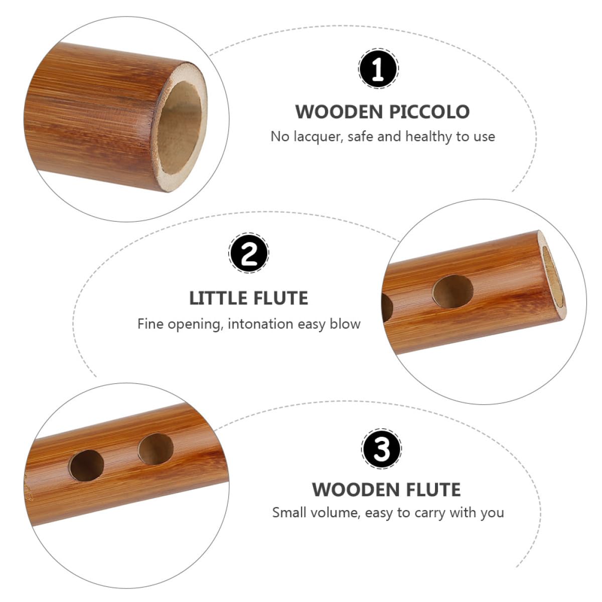 GLEAVI Petite Flûte en Bois Marron Paquet de Rangement, Instrument de Musique à Vent Traditionnel en Bois, Finition Polie Miroir, Volume Réduit pour Débutants