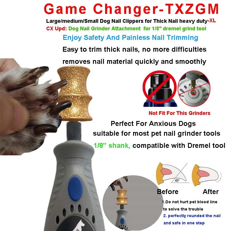 Image of Titanium-Coated Diamond Bit for Dremel Dog Nail Grinder 7760 7350 & More, Replacement Grinding Head, Painless Safe Trimming Attachment for Large Dogs Thick Nail Grooming Care (F-Expert Large)