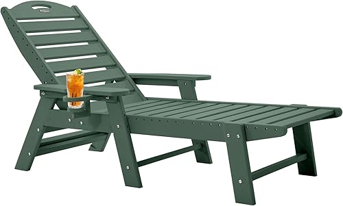 Miniatura 99 de Silla de Descanso para Exteriores, Silla de Descanso Chaise Lounge de Gran Tamaño con 5 Posiciones, HDPE, Silla de Descanso para Patio con Ruedas