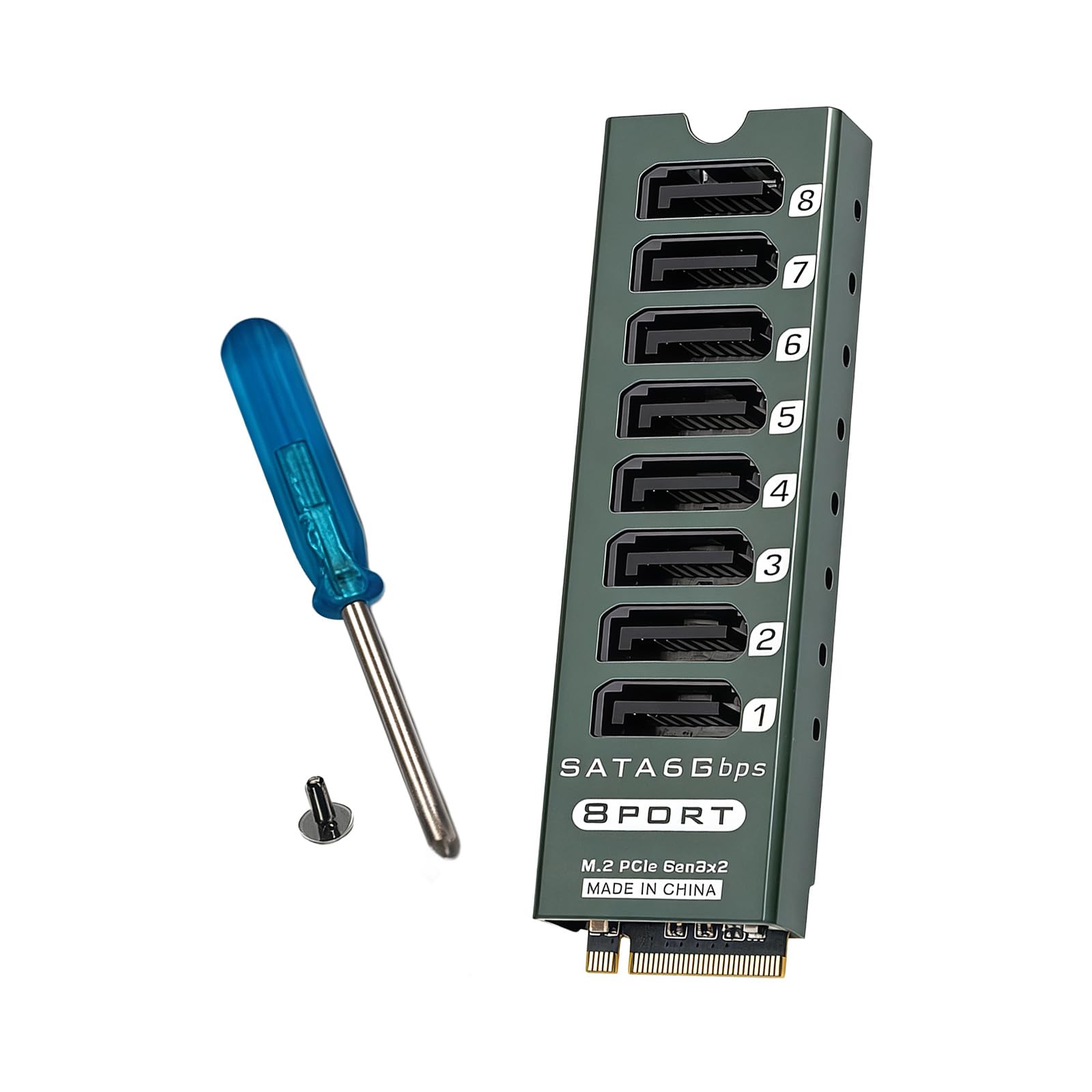 Tarjeta PCIe SATA3 de 8 puertos con velocidad de 6 Gbps para transmisión estable