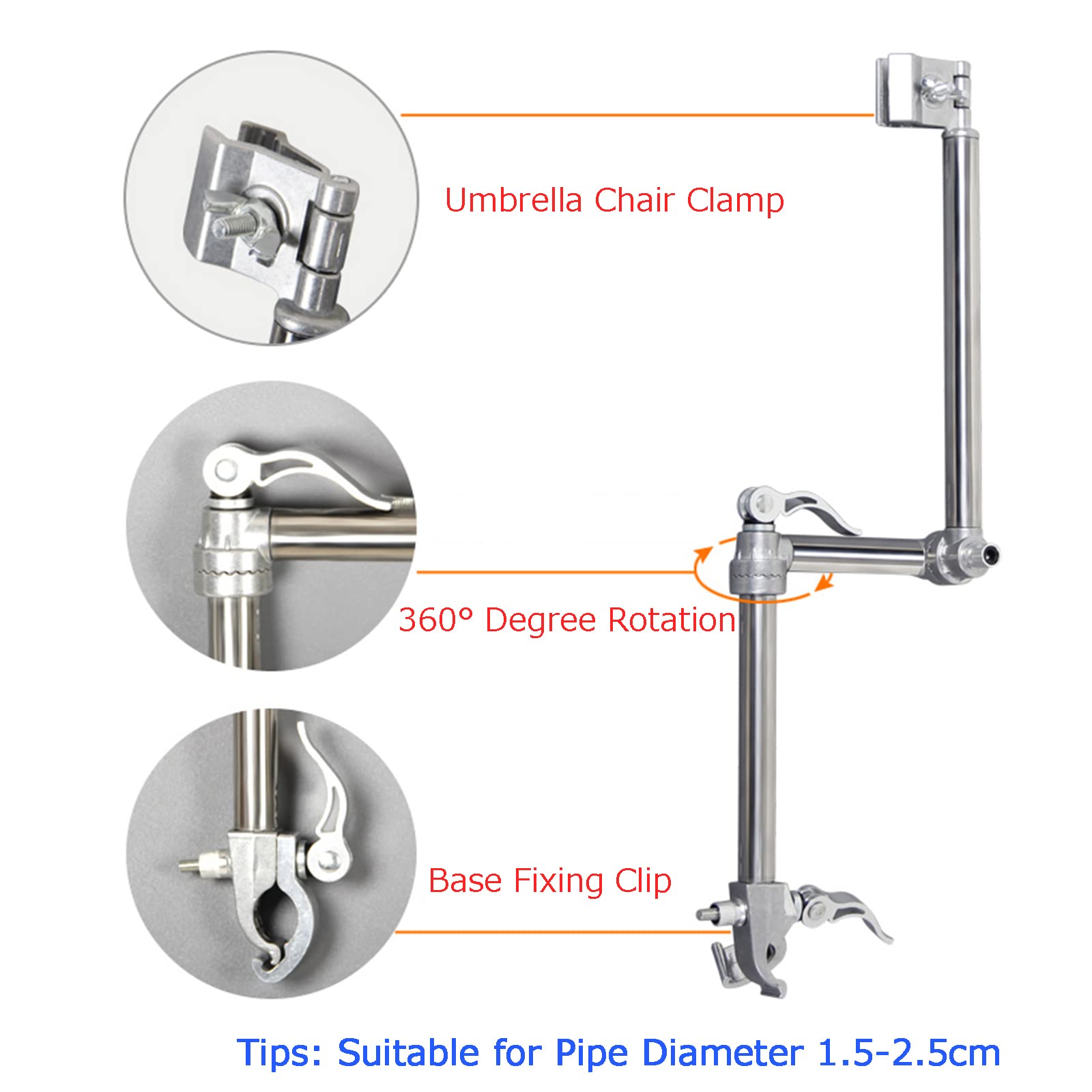 Toldo eléctrico para silla de ruedas, resistente a los rayos UV, cubierta de lluvia, abrazadera de soporte para sombrilla para sillas de ruedas, protección y comodidad