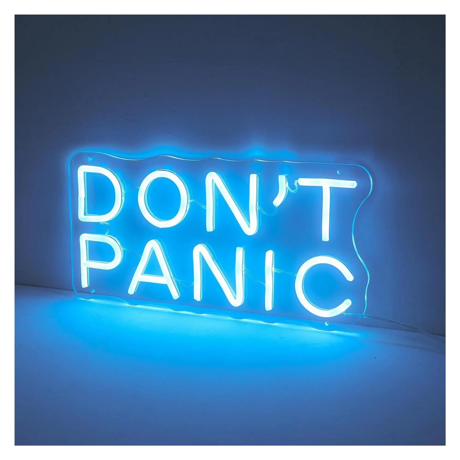 LEMST Signs Lamp Don't Panic Neon Sign, Book Lover Gift, Mental Health Neon Decor, Positive Wall Art Neon Light 38X33cm(Blue)