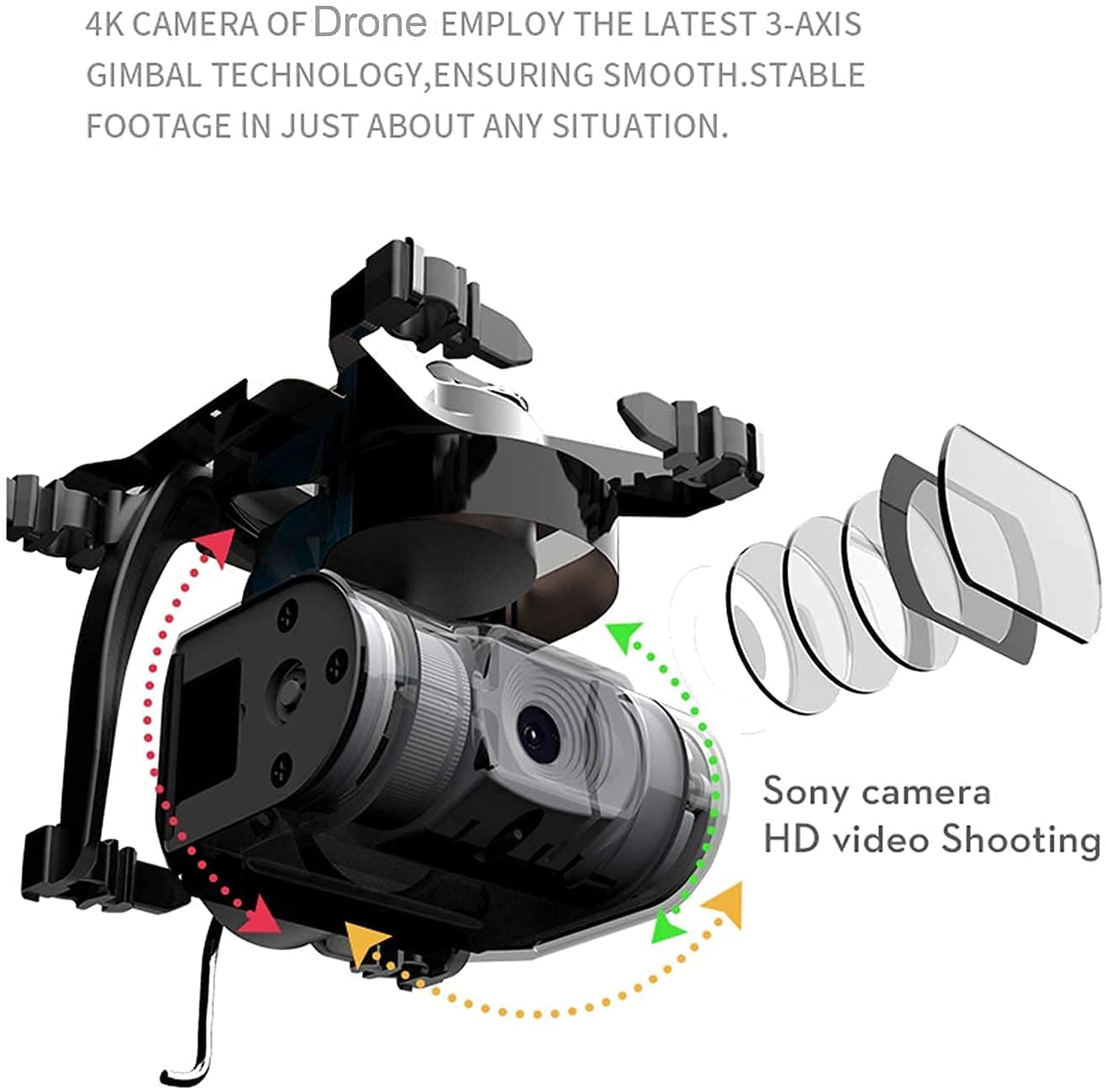 Drone pieghevole GPS WiFi FPV 5G Trasmissione di immagini 5000 m Droni per adulti con giunto cardanico a 3 assi 4k Camera Angolo regolabile, 35 minuti di volo Quadricottero RC senza spazzole p