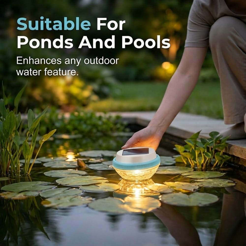 2 Pack Solar Floating Pool Lights, Auto On/Off LED Pool Lights that Float,Waterproof RGB & Warm Light Options for Inground Above Ground Pool, Pond, Garden, Patio (Colorful+Warm-2PACK)