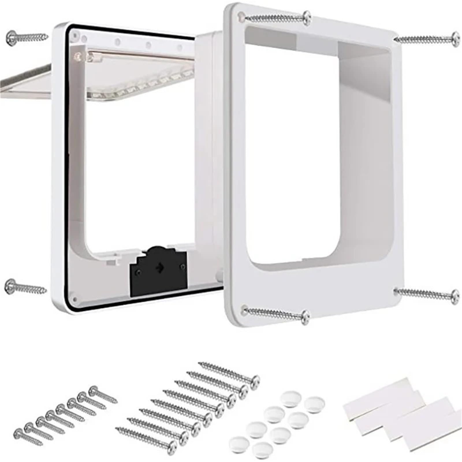 Gateras para Puertas Puerta direccional controlable de Entrada y Salida for Gatos, Suministros for Mascotas con Apertura Multifuncional Creativa(White,M)