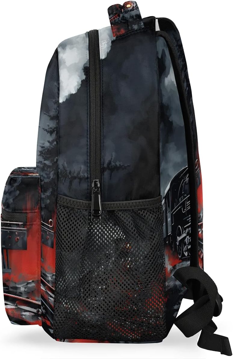 Bardic Vintage Train Kids Backpack for Boys Girls, 16 Inch School Backpack Locomotive Train Elementary School Bag Students Bookbags Travel Laptop Backpacks Casual Daypack - Image 5