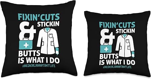 Miniatura 3 de Medical Assistant Designs Medical Assistant Fix Cuts Stickin Butts Funny CMA Nurse Pillow (18 x 18 pulgadas), multicolor