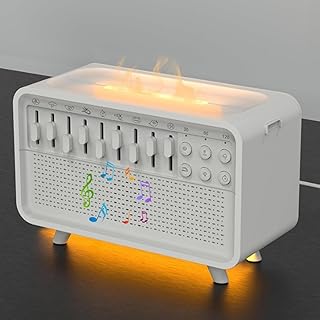 White Noise Machine mit Nachtlicht, White Noise Humidifier für Baby und Frauen, Echo Flame Diffusor, 3-in-1 Bulora Sound Box mit 8 Umgebungsgeräuschen – leicht zum Einschlafen (1 Stück)