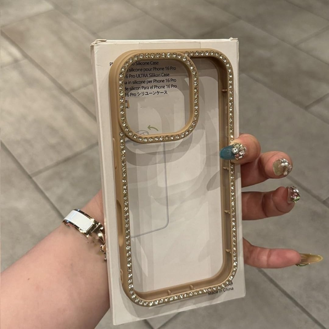 Coque iPhone 14 Pro anti-choc et anti-rayures transparente pailletée kaki
