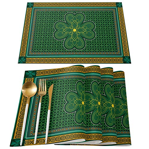 St.patrick's Placemats For Dining Table-St.patrick's Day Traditional Shamrock Irish,Heat Insulation Stain Resistant Placemats Set Of 6,Washable Table Mats For Home Kitchen Christmas Wedding Decor #TOP17